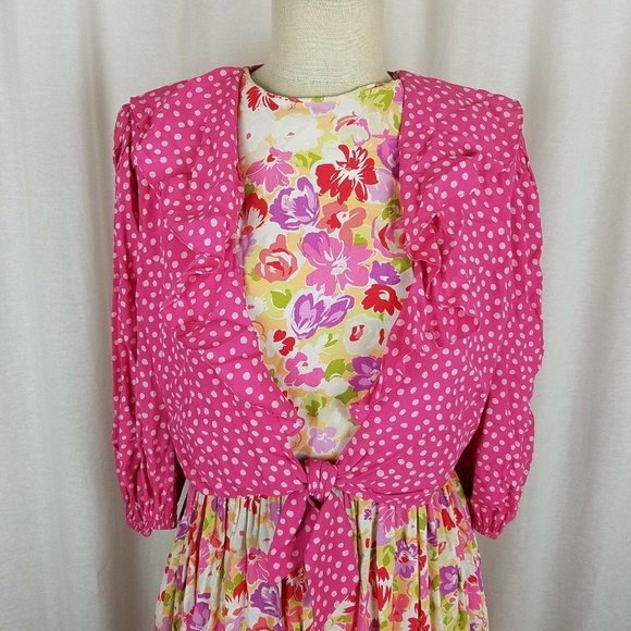 Vintage 70s Jane Schaffhausen Belle France Provençal Print Souleiado Dress 8 - Picture 2 of 10